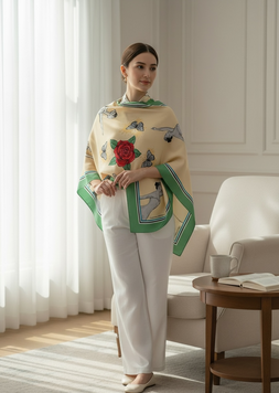 Шелковый платок из натурального шелка разноцветный 110&times;110 см Silk Route, арт. 3898 3898 фото