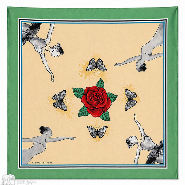 Multicoloured genuine silk scarf 110&times;110 cm Silk Route, item 3898