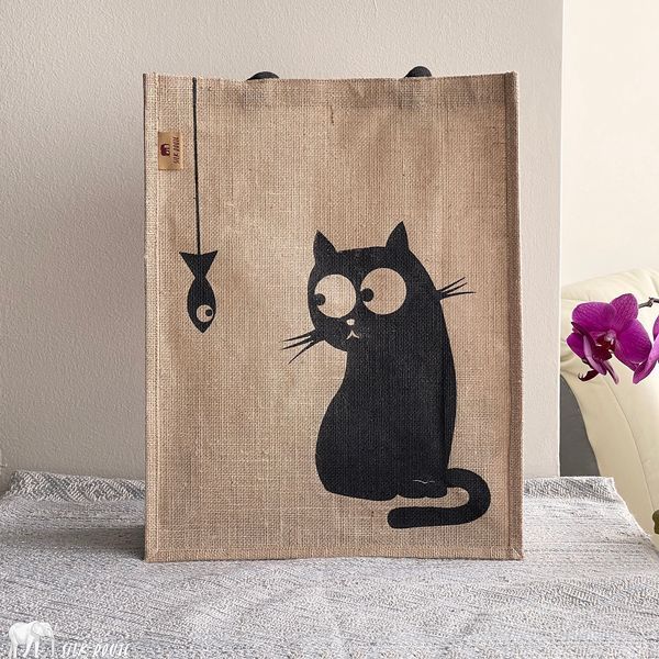 Сумка джутова Cutie Kitty 45х35х15см Silk Route 2183 фото
