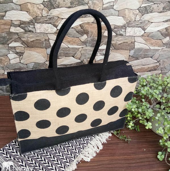 Сумка джутова Polka dot fashionista 45х30х15см Silk Route 1245 фото