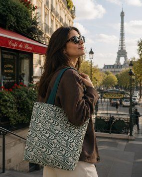 Cotton bag Green Swirl 38x35x12cm Silk Route