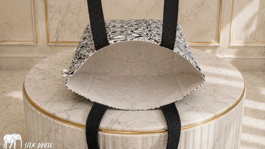 Cotton bag Monochrome Swirl 38x35x12cm Silk Route