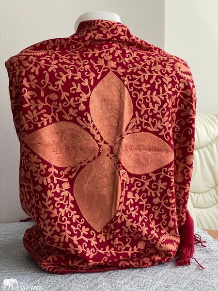 Silk Route cashmere shawl with silk embroidery