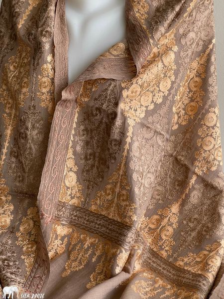Silk Route cashmere shawl with silk embroidery