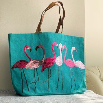 Сумка джутова Flamingo island 54х36х16см Silk Route 728 фото