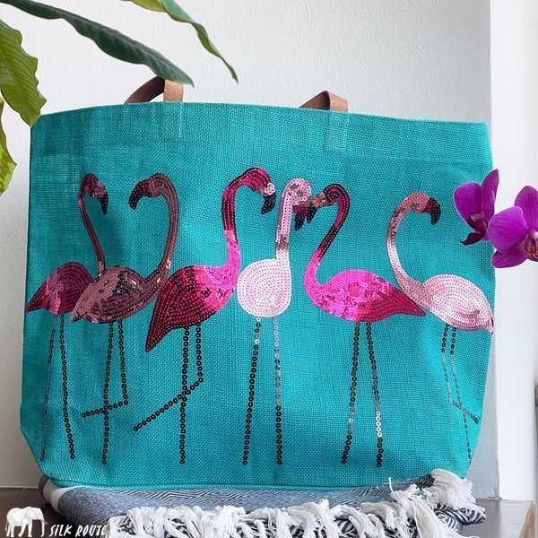 Jute bag Flamingo island 54х36х16cm Silk Route